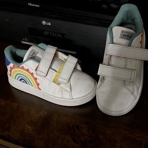 9.5 girls rainbow adidas shoes.